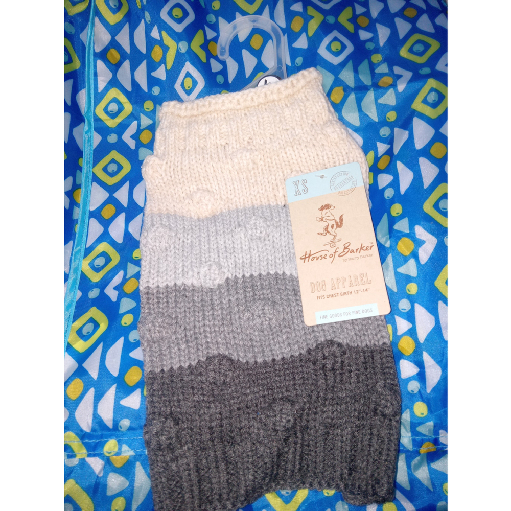 House of Barker size xsmall 5-7lbs grey chunky Bobble stripe sweater